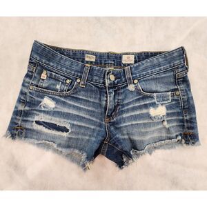 AG Adriano Goldschmied Mary Jane Distressed Cutoff Denim Shorts 26 Made in USA
